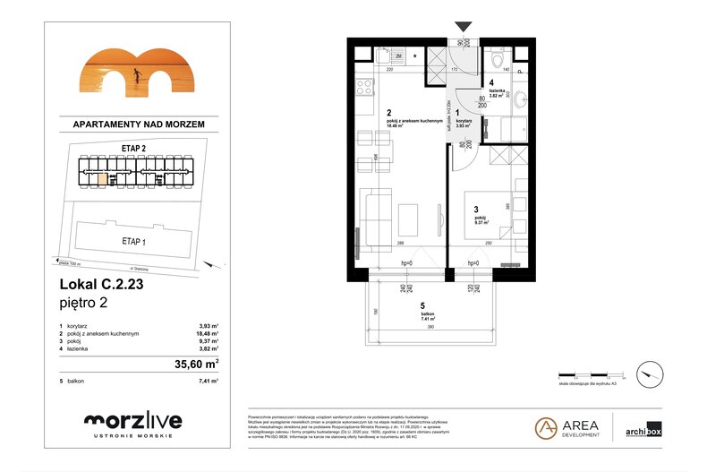 Apartament wakacyjny 35,60 m², piętro 2, oferta nr C.2.23