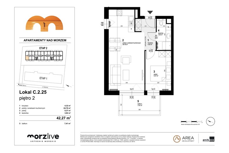 Apartament wakacyjny 42,27 m², piętro 2, oferta nr C.2.25