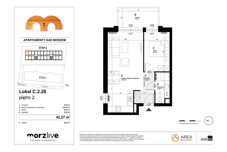 Apartament wakacyjny 42,27 m², piętro 2, oferta nr C.2.26