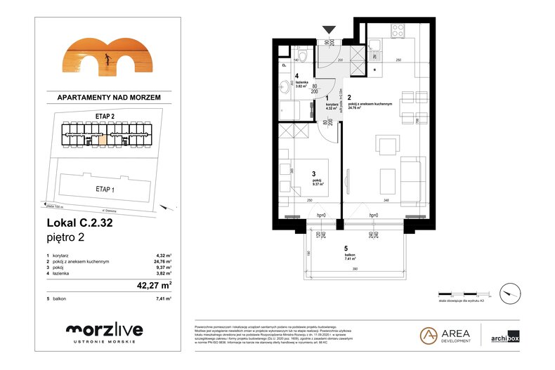 Apartament wakacyjny 42,27 m², piętro 2, oferta nr C.2.32