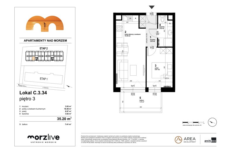 Apartament wakacyjny 35,20 m², piętro 3, oferta nr C.3.34