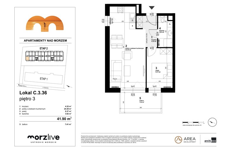 Apartament wakacyjny 41,90 m², piętro 3, oferta nr C.3.36