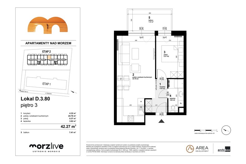 Apartament wakacyjny 42,27 m², piętro 3, oferta nr D.3.80