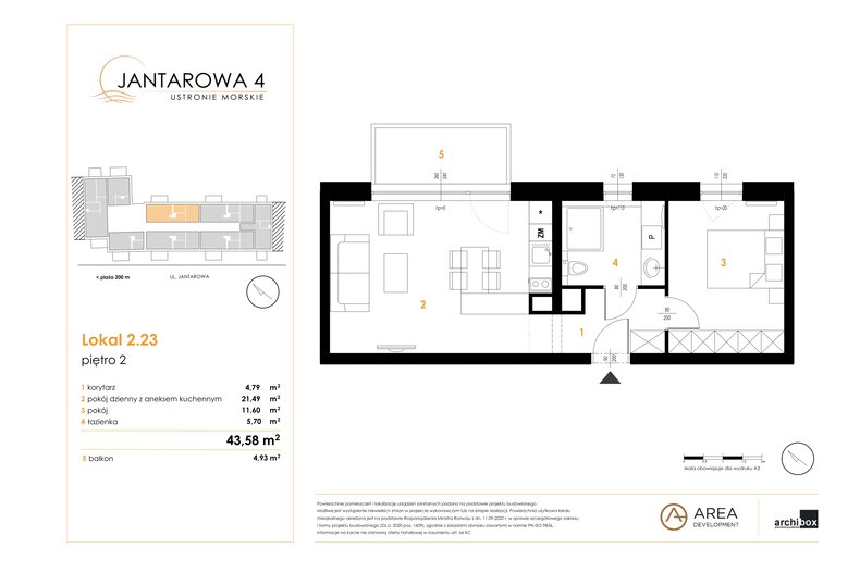 Apartament wakacyjny 43,58 m², piętro 2, oferta nr 2.23