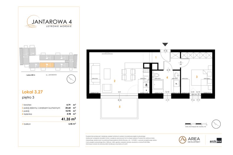Apartament wakacyjny 41,35 m², piętro 3, oferta nr 3.27