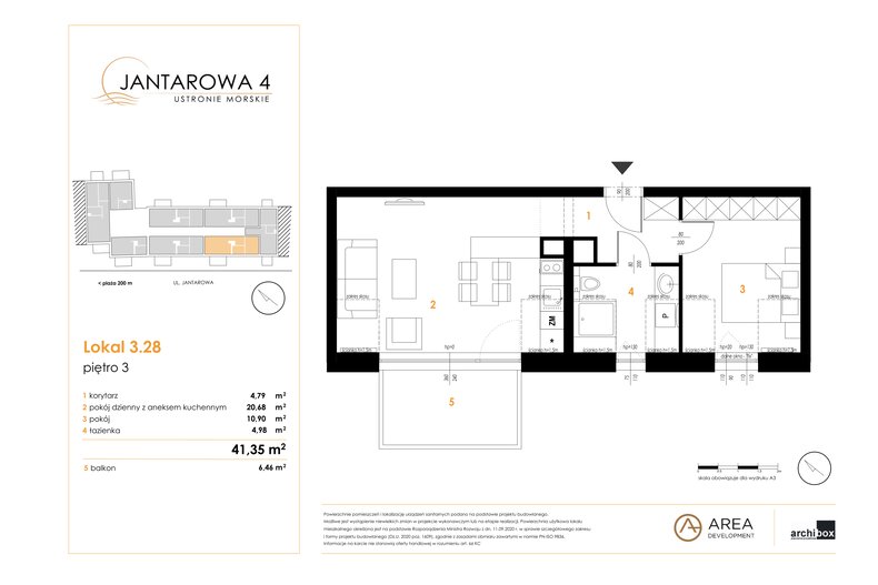Apartament wakacyjny 41,35 m², piętro 3, oferta nr 3.28