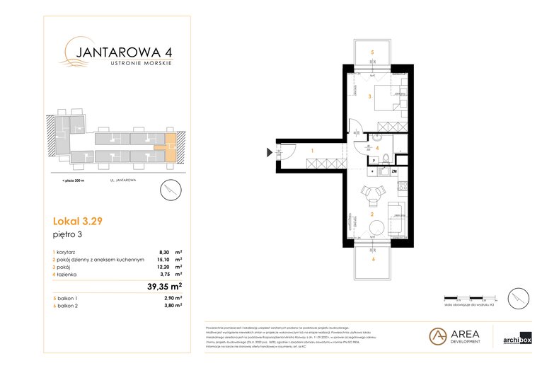 Apartament wakacyjny 39,35 m², piętro 3, oferta nr 3.29