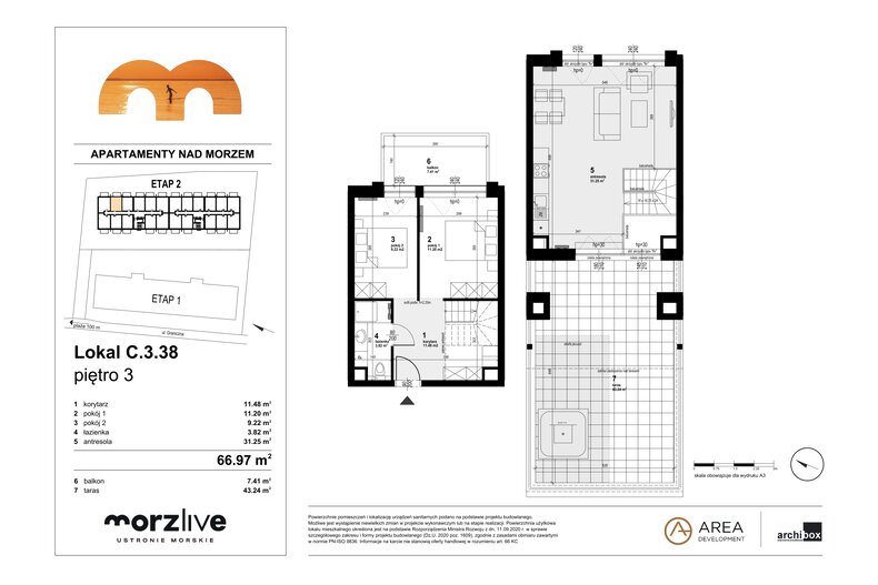 Apartament wakacyjny 66,97 m², piętro 3, oferta nr C.3.38
