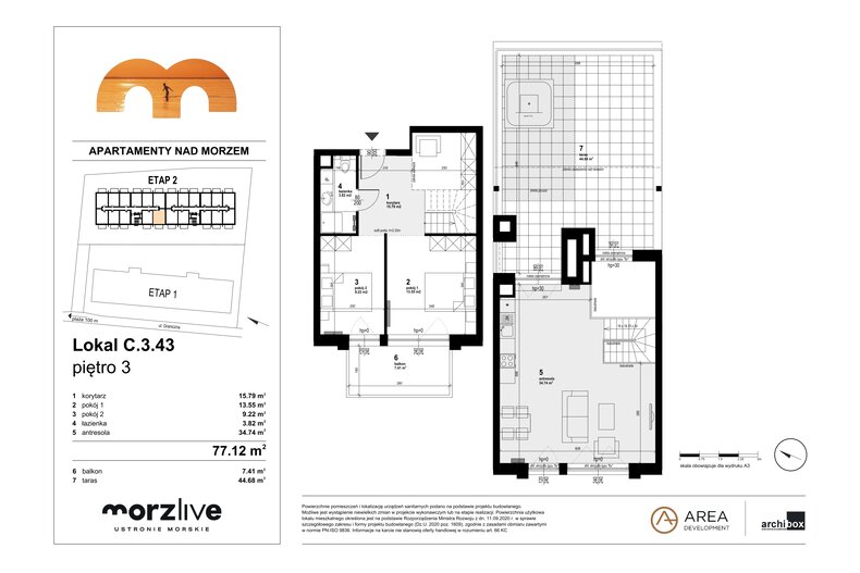 Apartament wakacyjny 77,12 m², piętro 3, oferta nr C.3.43