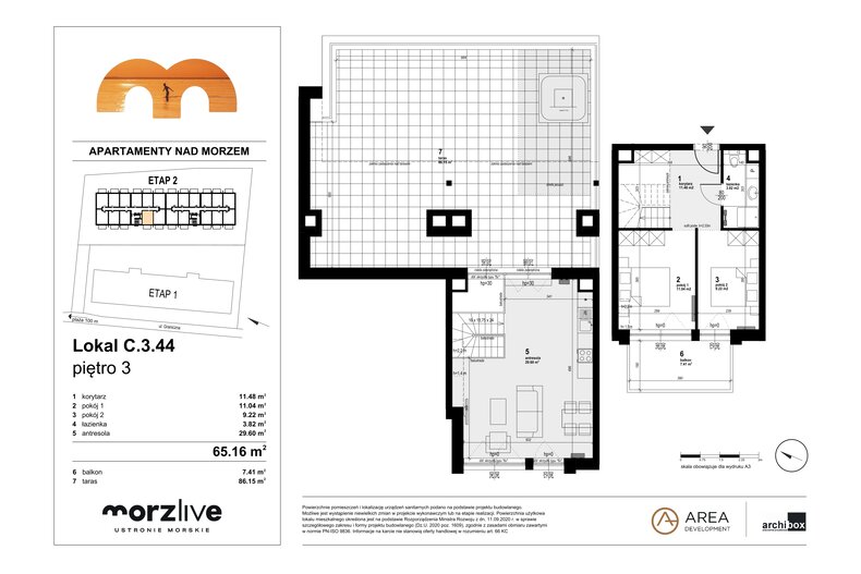 Apartament wakacyjny 65,16 m², piętro 3, oferta nr C.3.44