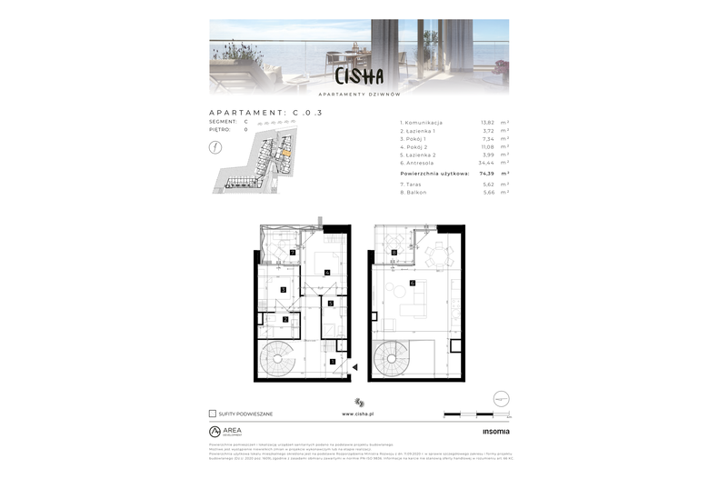 Apartament wakacyjny 74,39 m², parter, oferta nr C/0/3