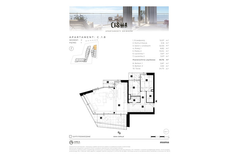 Apartament wakacyjny 93,76 m², piętro 1, oferta nr C/1/8