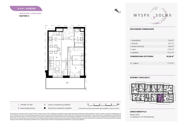 Apartament wakacyjny 45,26 m², piętro 3, oferta nr A.3.10