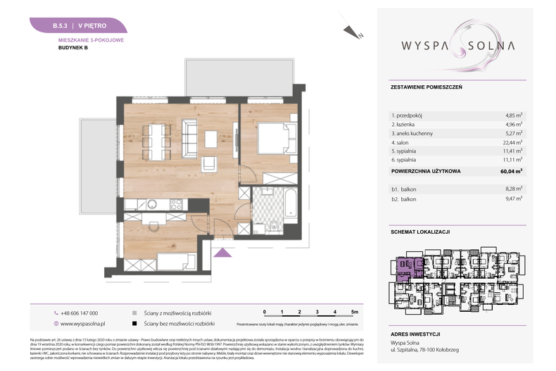 Apartament wakacyjny 60,04 m², piętro 5, oferta nr B.5.3