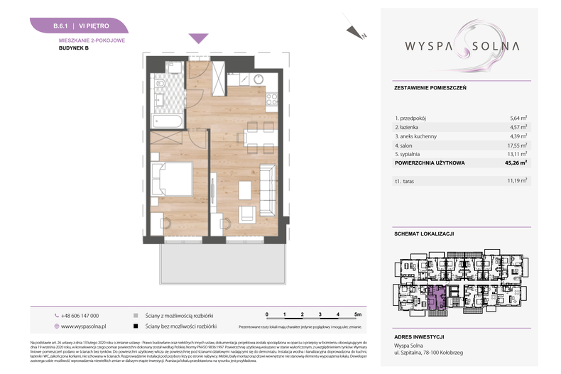 Apartament wakacyjny 45,26 m², piętro 6, oferta nr B.6.1