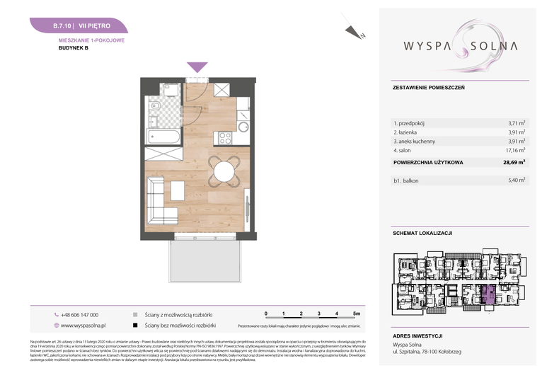 Apartament wakacyjny 28,69 m², piętro 7, oferta nr B.7.10