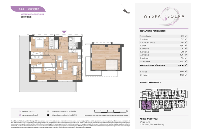 Apartament wakacyjny 126,73 m², piętro 7, oferta nr B.7.2