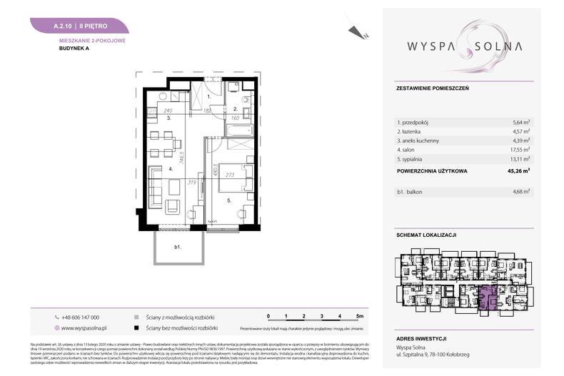 Apartament wakacyjny 45,26 m², piętro 2, oferta nr A.2.10