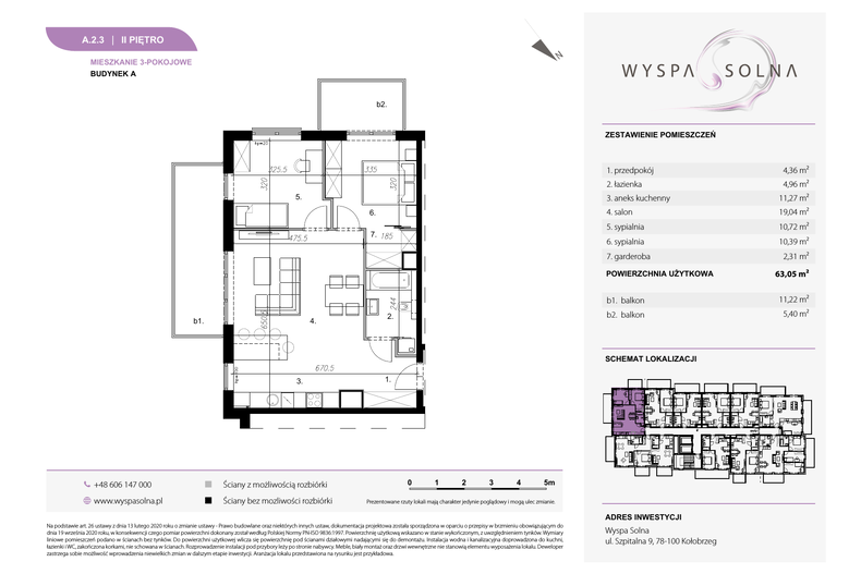Apartament 63,05 m², piętro 2, oferta nr A.2.3