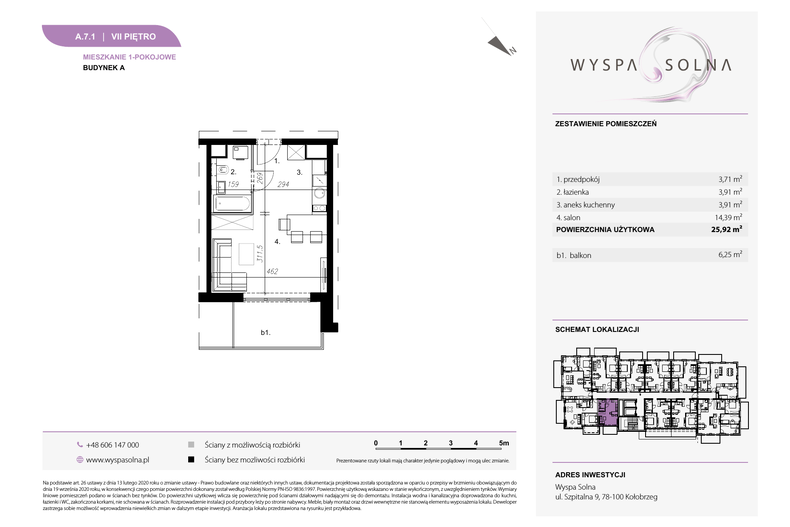 Apartament 25,92 m², piętro 7, oferta nr A.7.1