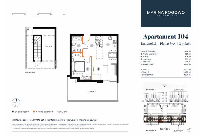 Apartament wakacyjny 41,55 m², piętro 3, oferta nr 104