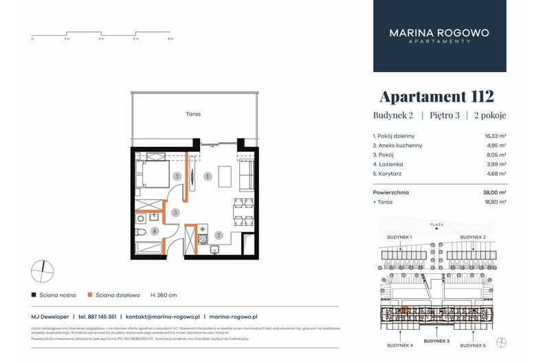 Apartament wakacyjny 38,00 m², piętro 3, oferta nr 112