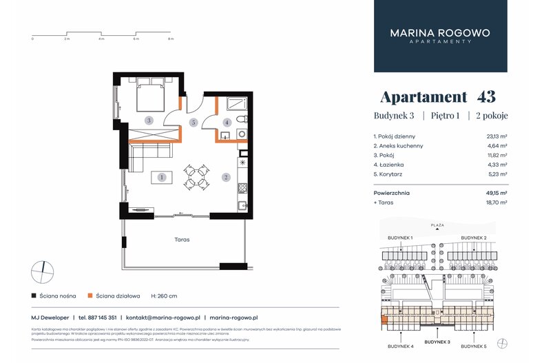 Apartament wakacyjny 49,15 m², piętro 1, oferta nr 43