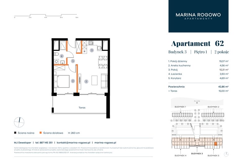 Apartament wakacyjny 42,86 m², piętro 1, oferta nr 62