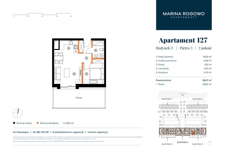 Apartament wakacyjny 38,07 m², piętro 3, oferta nr 127