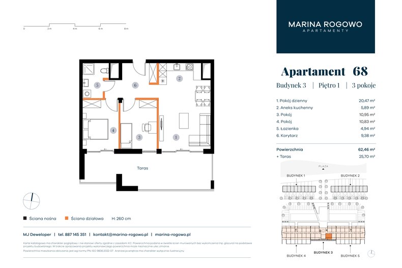 Apartament wakacyjny 62,46 m², piętro 1, oferta nr 68