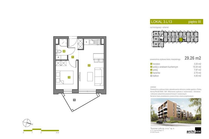 Apartament wakacyjny 29,29 m², piętro 3, oferta nr Apartament 77 - POD KLUCZ