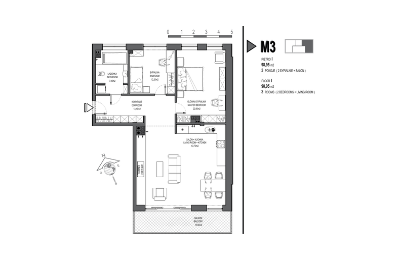 Apartament 99,40 m², piętro 1, oferta nr M03