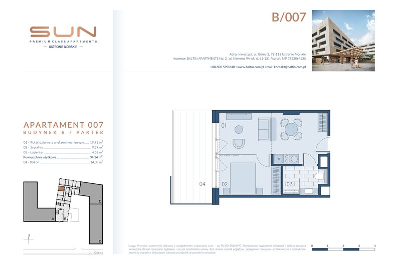Apartament wakacyjny 34,14 m², parter, oferta nr B/007