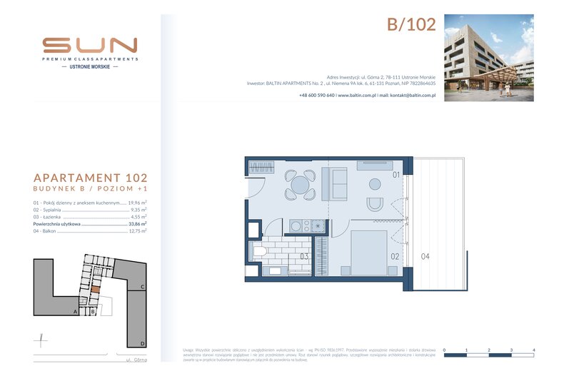 Apartament wakacyjny 33,86 m², piętro 1, oferta nr B/102