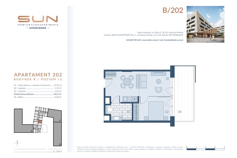 Apartament wakacyjny 34,17 m², piętro 2, oferta nr B/202