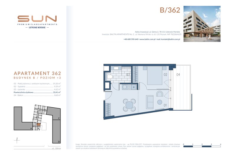 Apartament wakacyjny 33,41 m², piętro 3, oferta nr B/362