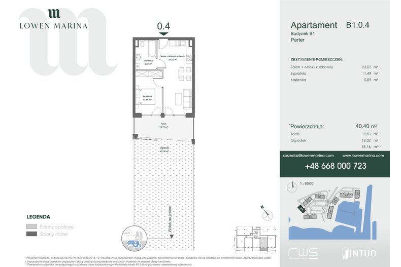 Apartament wakacyjny 40,40 m², parter, oferta nr B1 - 0.4