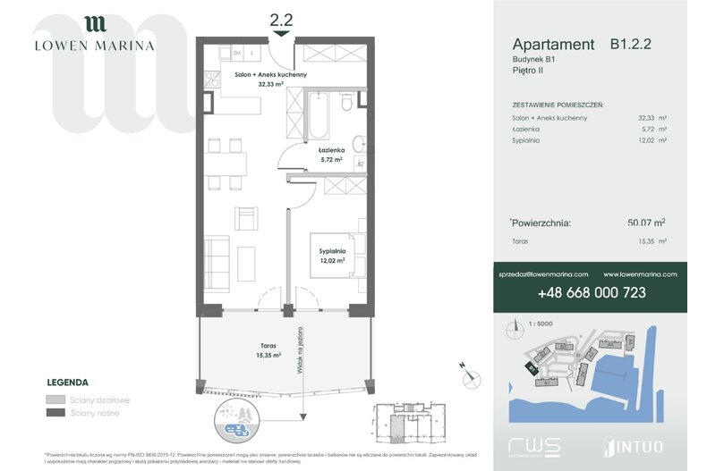 Apartament wakacyjny 50,07 m², piętro 2, oferta nr B1 - 2.2