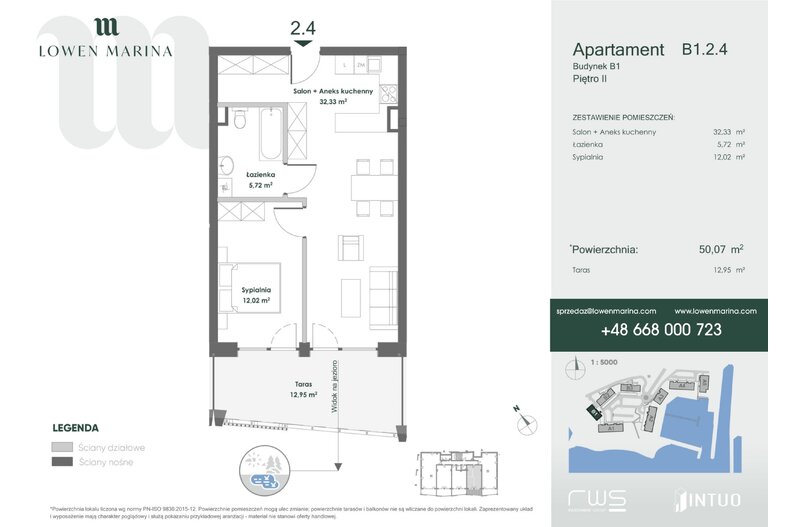 Apartament wakacyjny 50,07 m², piętro 2, oferta nr B1 - 2.4