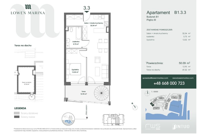 Apartament wakacyjny 50,09 m², piętro 3, oferta nr B1 - 3.3