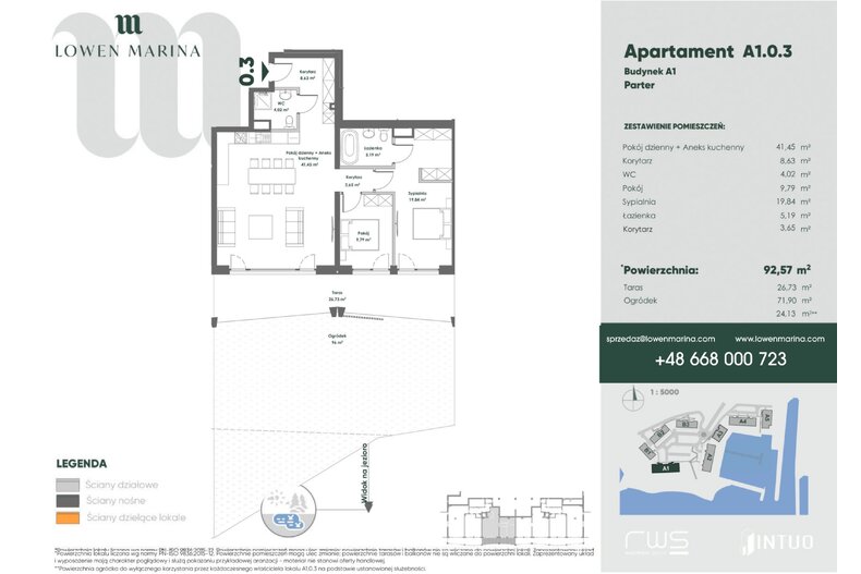 Apartament wakacyjny 91,78 m², parter, oferta nr A1 - 0.3