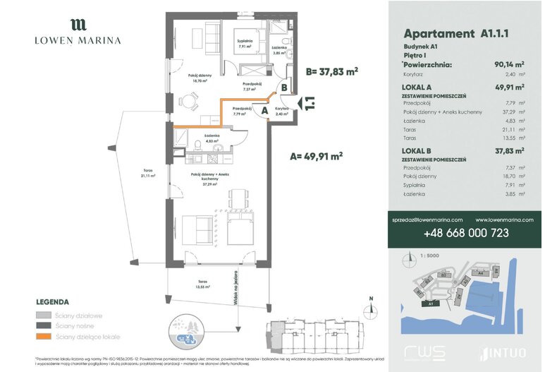 Apartament wakacyjny 90,38 m², piętro 1, oferta nr A1 - 1.1