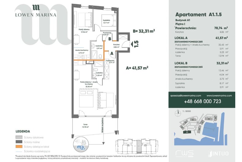 Apartament wakacyjny 79,76 m², piętro 1, oferta nr A1 - 1.5