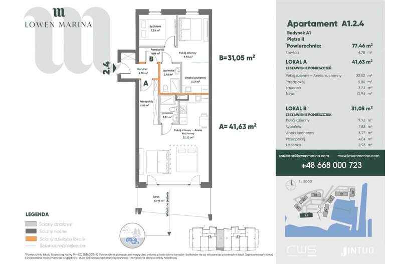Apartament wakacyjny 78,34 m², piętro 2, oferta nr A1 - 2.4