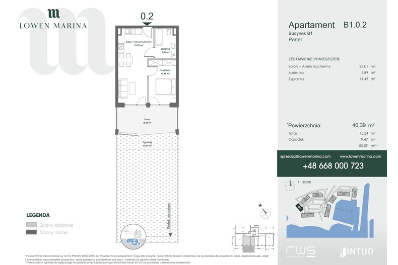 Apartament wakacyjny 40,39 m², parter, oferta nr B1 - 0.2