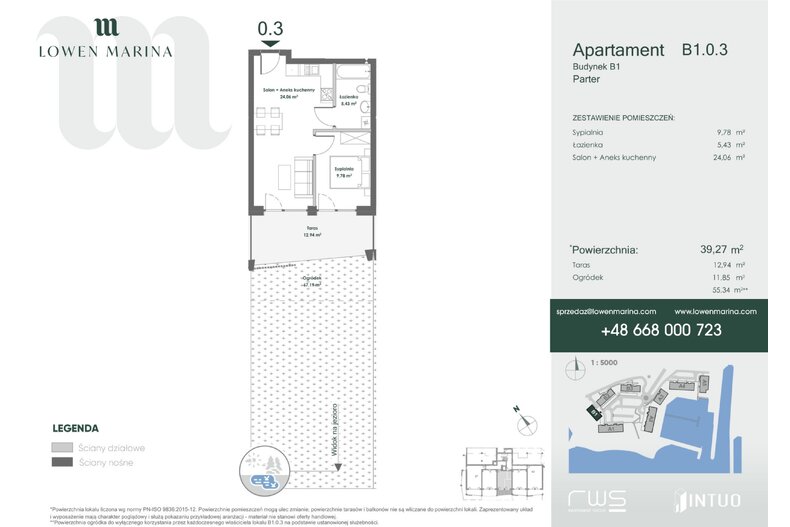 Apartament wakacyjny 39,27 m², parter, oferta nr B1 - 0.3