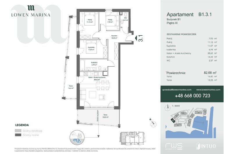 Apartament wakacyjny 82,68 m², piętro 3, oferta nr B1 - 3.1