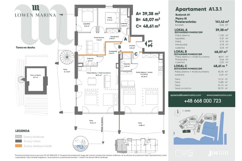 Apartament wakacyjny 140,63 m², piętro 3, oferta nr A1 - 3.1