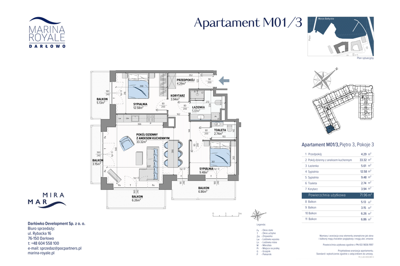 Apartament wakacyjny 71,85 m², piętro 3, oferta nr M01/3
