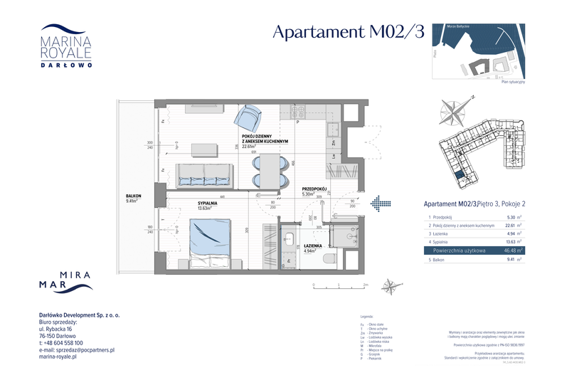 Apartament wakacyjny 46,49 m², piętro 3, oferta nr M02/3